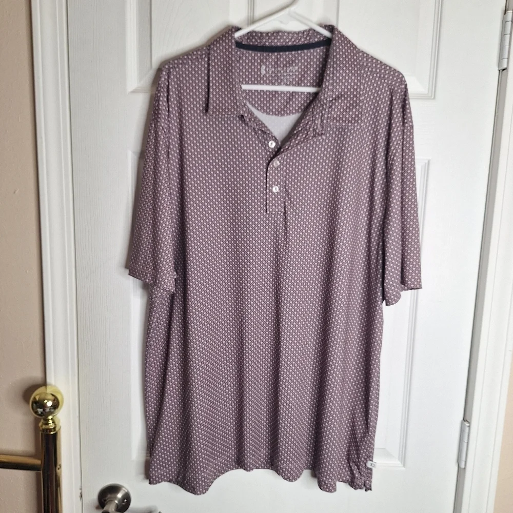 7 Diamonds Pierson 4 Way Stretch Polo Shirt Men's Size XXL Pink Blue Golf Preppy